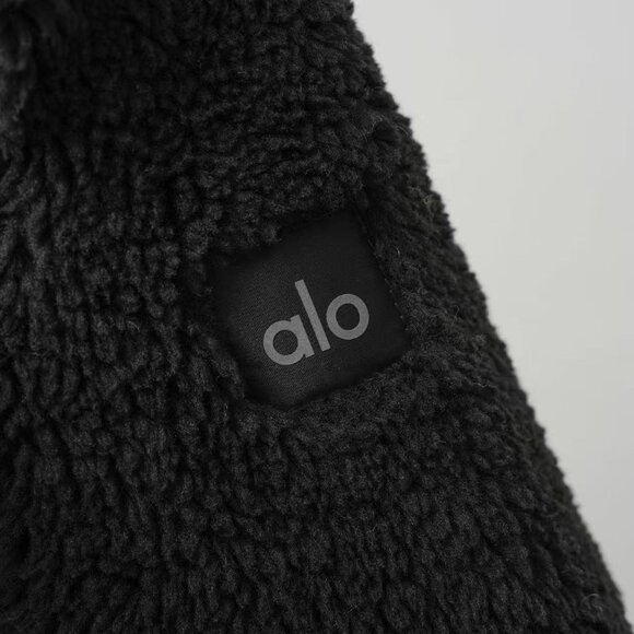 ALO YOGA Sherpa Edge Bomber Series Solid Color Stand Collar Zipper Casual Hoodle - Picture 7 of 10